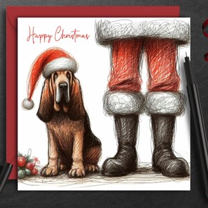 Biglietto di Natale BLOODHOUND DOG, biglietto per tutti coloro che hanno un cane bloodhound, un biglietto di Natale da regalare a mamma, papà, amici e familiari