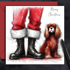 Ruby Red CAVALIER KING CHARLES Spaniel Dog Christmas Card.(fc) A Christmas card for a Ruby King Charles dog mum, dad, groomer or dog walker.