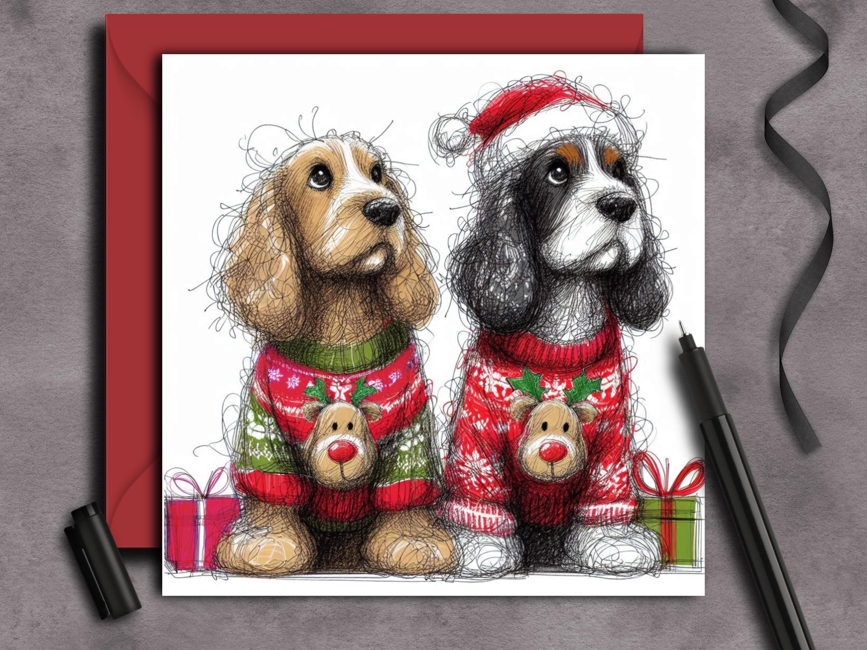 Weihnachtskarte Cocker Spaniel - 145x145 Mm, 350 G/m², Recycelt, Mit Umschlag