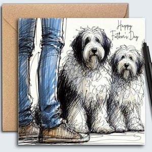 OLD ENGLISH SHEEPDOG Biglietto per la festa del papà, biglietto per il papà cane, il papà cane, biglietto per la festa del papà per il papà con un cane "oes", biglietto dal cane.