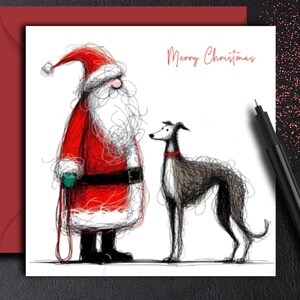 Biglietto di Natale per un cane levriero (dogwalking). Un biglietto di Natale per un proprietario di levriero, un genitore di un cane, una mamma, un papà, un nonno, un amico o un dog walker.
