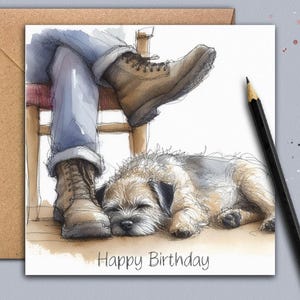 Une carte d'anniversaire BORDER TERRIER (chien et papa) Une carte d'anniversaire pour un chien, un papa, un père, un grand-père, le frère ou le fils d'un chien border terrier,