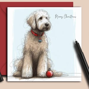 LABRADOODLE HOND kerstkaart. (snuisterij). Een kerstkaart voor elke geweldige labradoodle-eigenaar, moeder, vader, vriend, hondenuitlater of hondentrimster