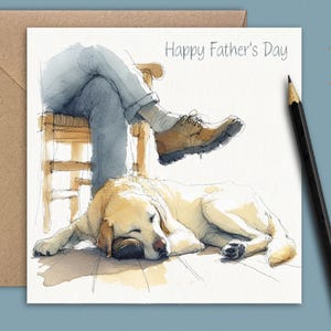 LABRADOR GELE HOND Vaderdagkaart(schoen)Een kaart voor hond vader, de hond vader, Vaderdag kaart voor vader met een labrador, kaart van de hond