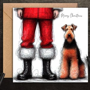 Carte de Noël AIREDALE, pour tous ceux qui ont un chien Airedale, parfaite pour offrir à Noël aux papas, aux mamans et aux grands-parents des chiens