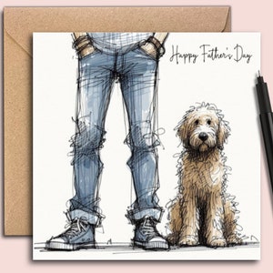 Cartão de Dia dos Pais Golden Doodle/Labradoodle, cartão para pai de cachorro, o pai do cachorro, cartão de Dia dos Pais para pai com um Doodle, cartão do cachorro.
