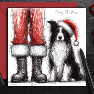Carte de Noël pour chien BORDER COLLIE (fc). Une carte de Noël pour chaque propriétaire de chien border collie, parent de chien, famille, ami ou toiletteur