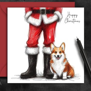 Biglietto di Natale CORGI DOG.(fc) Un biglietto di Natale per ogni proprietario di un cane Corgi rosso, papà di un cane, mamma di un cane o dog walker di questi cagnolini.