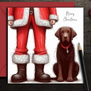 Carte de Noël CHOCOLAT CHIEN LABRADOR. (fc) Une carte de Noël pour un propriétaire de laboratoire de chocolat, un parent de chien, une maman, un papa, un grand-parent, un membre de la famille ou un ami