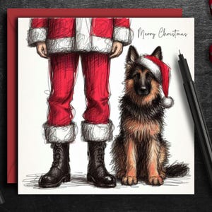 Biglietto di Natale PASTORE TEDESCO. Un biglietto di Natale per ogni proprietario di cane Alsaziano, papà di cane, mamma di cane o amico di questi fedeli e bellissimi cani