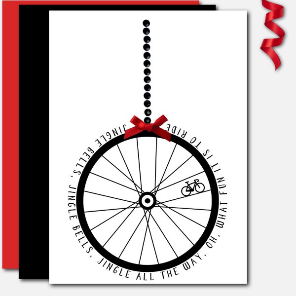 BIKE Christmas Card - cyclist christmas card - bike card - bicycle christmas card