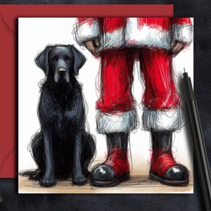 Carte de Noël CHIEN LABRADOR NOIR. (fc) Une carte de Noël pour un propriétaire de laboratoire noir, un parent de chien, une maman, un papa, un grand-parent, une famille, un ami ou un toiletteur
