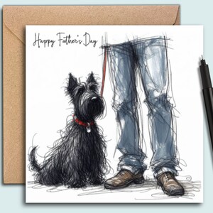 SCHOTSE TERRIER Hondenvaderdagkaart, kaart voor hondvader, de hondvader, Vaderdagkaart voor vader met een SCOTTIE-hond, kaart van de hond.