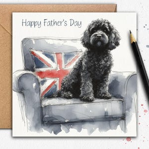 COCKAPOO (ZWART) Vaderdagkaart (OntheChair) Een vaderdagkaart voor papa, de hond, vader van een cockapoo, opa of rechtstreeks van de hond