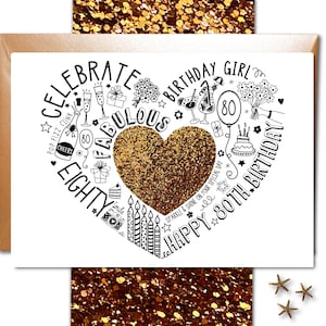 80E VERJAARDAGSKAART - 80E Copper Sparkle Speciale verjaardagskaart voor moeder, vrouw, zus, vriend, tante. 80e mijlpaalverjaardag