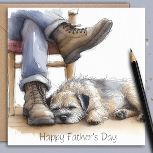 BORDER TERRIER HOND Vaderdagkaart (man's Best Friend) Een Border Terrier-kaart, om te geven aan vader, hondenvader, stiefvader, schoonvader of opa