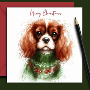 Blenheim CAVALIER KING CHARLES Spaniel-Hundeweihnachtskarte.