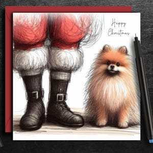 Une carte de Noël de Poméranie. Une carte de Noël pour chaque propriétaire de Poméranie, parent de chien, famille ou ami de ces magnifiques petits chiens.