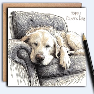 GOUDEN LABRADOR Hondenvaderdagkaart, kaart voor hondvader, de hondvader, Vaderdagkaart voor vader met een labrador, kaart van de hond.