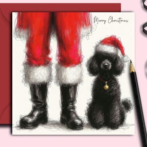 Carte de Noël pour chien caniche noir (fc) Une carte de Noël pour un propriétaire de caniche noir, un parent de chien, une maman, un papa de chien, des grands-parents, un membre de la famille ou un ami