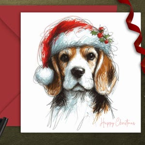 BEAGLE DOG CHRISTMAS Card, kaart voor iedereen die van Beagle-honden houdt, perfect om met kerst te geven aan mama, papa, familie of vrienden