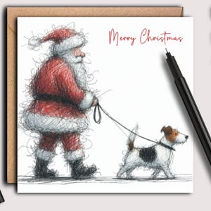 JACK RUSSELL TERRIER hondenkerstkaart. De hondenwandeling.  Een kerstkaart voor elke Jack Russell-bezitter, hondenouder, familie of vriend.
