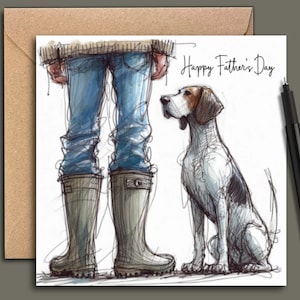 ENGLISH POINTER Biglietto per la Festa del papà con cane, biglietto per papà cane, il padre cane, biglietto per Festa del papà per papà con cane, biglietto del cane.