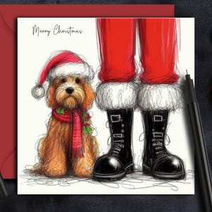 Carte de Noël CHIEN COCKAPOO ABRICOT (fc).  La carte idéale à envoyer à un parent, une maman, un papa, un ami, un promeneur de chien ou un toiletteur de chien