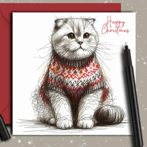 SCOTTISH FOLD KATZE Weihnachtskarte (fc) Eine Weihnachtskarte für die verrückte Katzenlady oder den verrückten Katzenkerl! Eine Katzen Weihnachtskarte für eine Mama oder einen Papa.