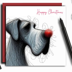 Great Dane-kerstkaart. Rudolf neus.  Een kerstkaart voor elke Duitse dog, hondenouder, familie of vriend van deze gigantische honden.