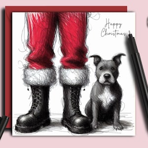 A STAFFORDSHIRE BULL TERRIER (The Grey Staffy) Christmas Card, a card for every owner, dog dad or dog mum, grandparent or family member.