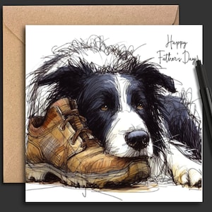 Biglietto per la festa del papà con cane BORDER COLLIE, biglietto per il papà di un cane, il papà di un cane, biglietto per la festa del papà per il papà che ha un cane Collie, biglietto del cane.