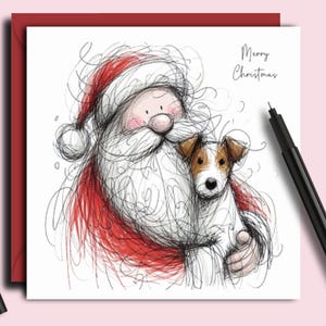 Carte de Noël pour chien JACK RUSSELL TERRIER. Le câlin.  Une carte de Noël pour chaque propriétaire de terrier Jack Russell, parent de chien, famille ou ami