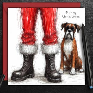 Carte de Noël BOXER DOG, une carte pour tous ceux qui ont un magnifique chien boxer gonflable, parfait pour offrir à Noël aux papas, aux mamans et aux amis