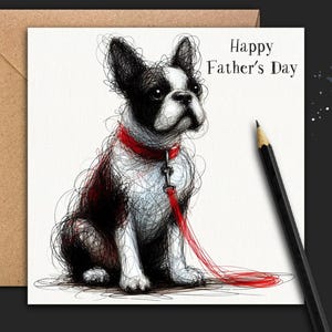 BOSTON TERRIER HOND Father's Day Card (RedLead) Een Boston Terrier Father's Day-kaart voor vader, de hond, vader, stiefvader, opa, zoon of broer