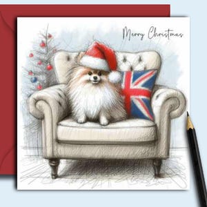 Een kerstkaart Pommeren (BigChair) Een kerstkaart voor elk Pommeren-bezitter, hondenouder, familie of vriend van deze kleine honden.