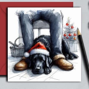 ZWARTE LABRADOR HOND kerstkaart. (hondenvader) Een kerstkaart voor een zwarte labeigenaar, hondenouder, moeder, hondenvader, grootouder, familie of vriend(in)