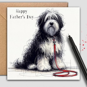 Tarjeta para el Día del Padre del PERRO COLLIE BARBUDO (Red Lead) Una tarjeta de un hermoso Beardie para regalarle al gran padre, papá, abuelo, hijo o hermano del perro.