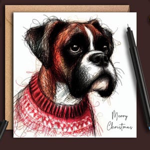 BOXER DOG Christmas Card, card for everyone who has a boxer dog, a Christmas card to give to mum's, dad's, friends & family
