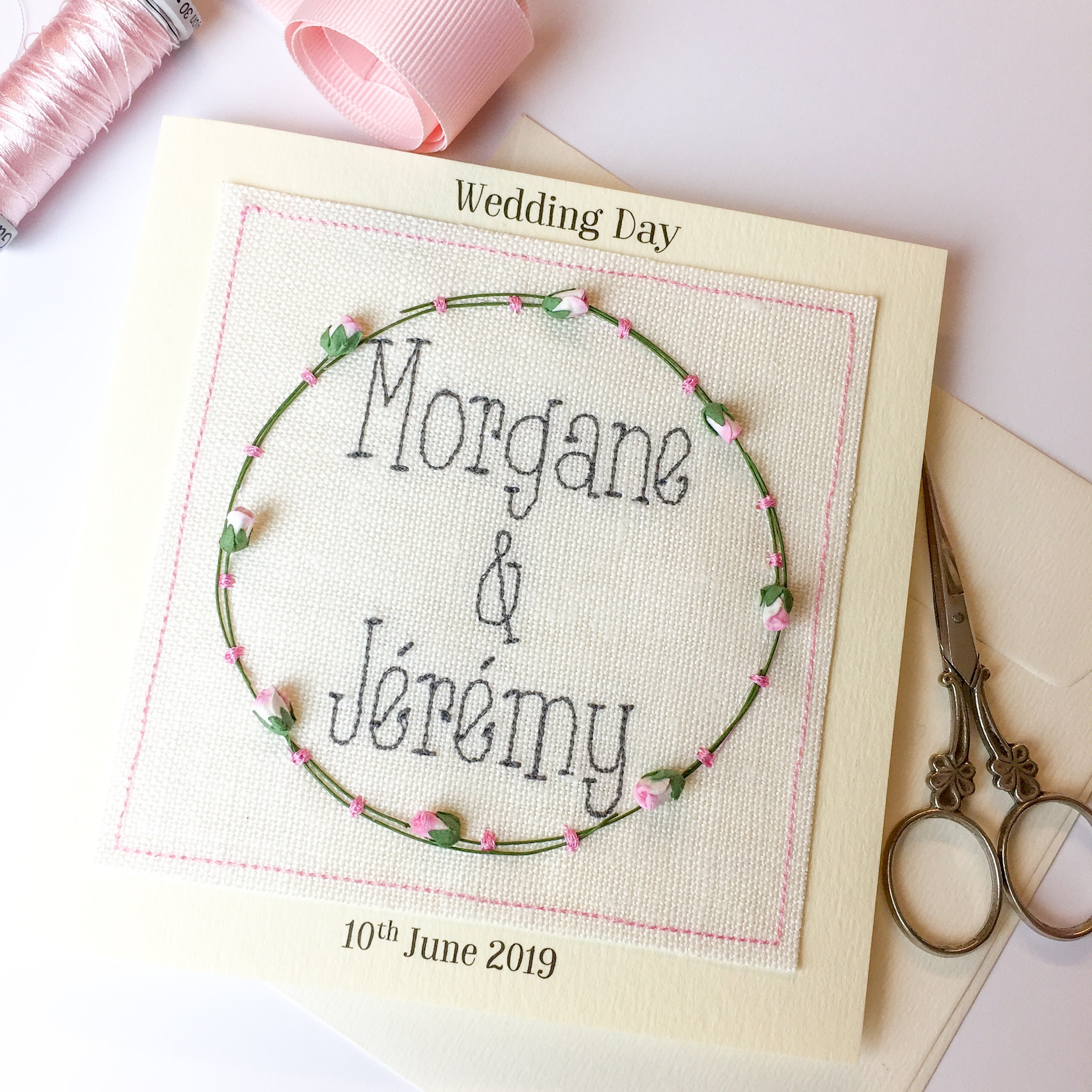 Embroidered Wedding Personalised Card Etsy UK