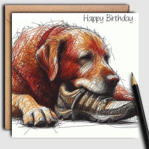 Carte d'anniversaire pour chien LABRADOR FOX RED, (ancien dresseur) carte pour le père, le mari, le frère, l'oncle, le grand-père ou le promeneur de chien labrador