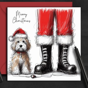 Cartão de Natal do Cachorro Cockapoo Branco (fc). O cartão ideal para enviar a um pai, mãe, amigo, passeador ou tosador de cães Cockapoo.