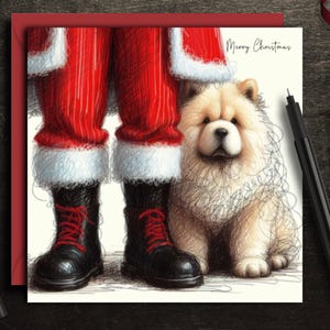 Carte de Noël CHOW CHOW CREAM. (fc) Une carte de Noël pour chaque propriétaire, père de chien, mère de chien ou grand-parent de ces beaux chiens