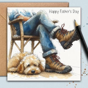 COCKAPOO (CREAM) Vaderdagkaart (withDad) Een vaderdagkaart voor papa, de hond, vader van een cockapoo, opa of cadeau van de hond