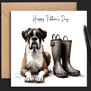 Tarjeta del Día del Padre PERRO BOXER, tarjeta para papá del perro, el padre del perro, tarjeta del Día del Padre para papá que tiene un perro Boxer, tarjeta del perro.