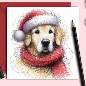 GOLDEN RETRIEVER DOG Weihnachtskarte.(Hutschal). Eine Weihnachtskarte für alle Golden Retriever Besitzer, Hundeeltern, Freunde, Familie oder auch jeden Hundeliebhaber