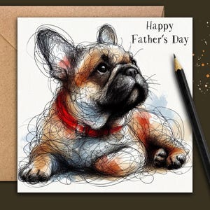Cartão de Dia dos Pais de um Bulldog Francês (RedCollar) Um cartão de Dia dos Pais de um Bulldog Francês para pai, pai de cachorro, padrasto, avô, filho ou irmão