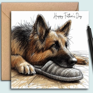 Duitse Herder Vaderdagkaart, kaart voor hondenvader, de hondenvader, Vaderdagkaart voor vader met een Elzas, kaart van de hond.