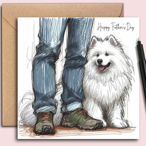 Biglietto per la festa del papà con il cane SAMOIEDO, biglietto per il papà del cane, il papà del cane, biglietto per la festa del papà con un cane Samoiedo (sammy), biglietto del cane.