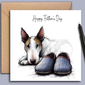 ENGELSE BULL TERRIER Hond Vaderdagkaart, kaart voor hondenvader, de hondenvader, Vaderdagkaart voor vader die een pestkop heeft, kaart van de hond.